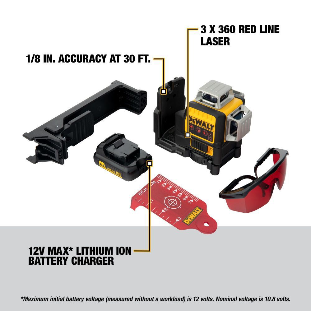 DeWalt DW089LR DEWALT RED 12V 3 X 360