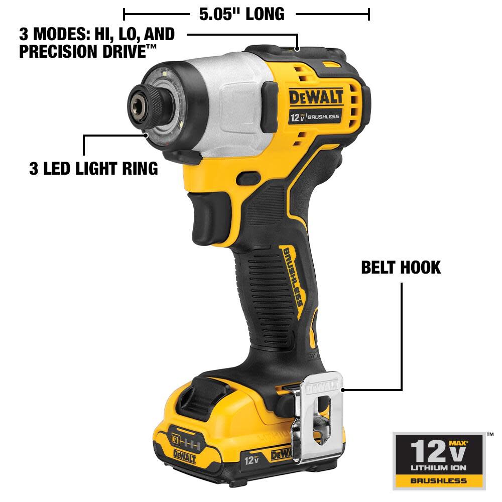 DeWalt DCF801F2 12V MAX BRUSHLESS IMPACT DRIVER KIT