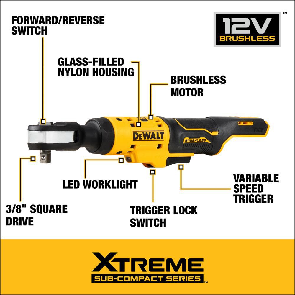 DeWalt DCF503B 12V 3/8IN BL COMPACT RATCHET BARE