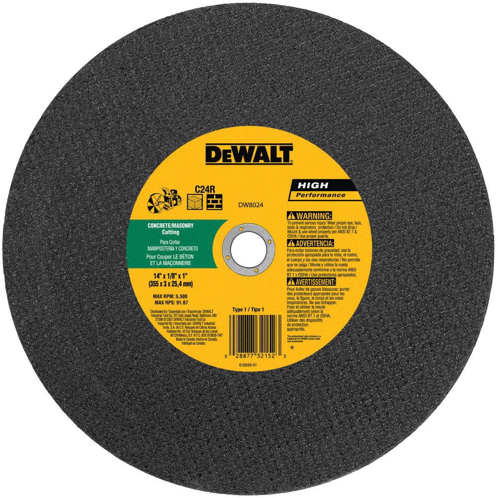 DeWalt DW8025 14X1/8X20MM CONC/MSRY PORT CUT-OFF WH