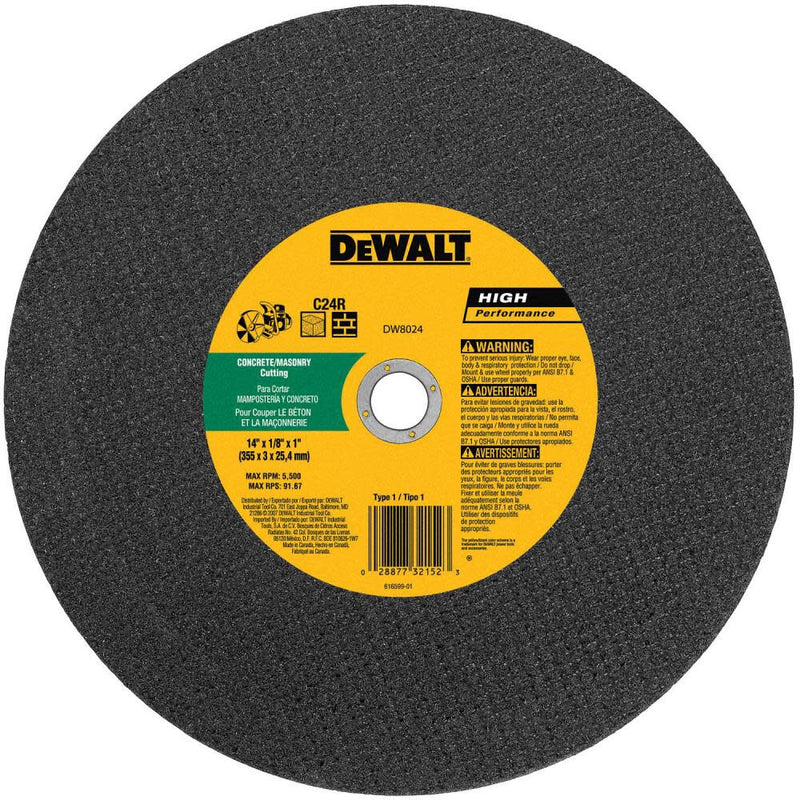 DeWalt DW8025 14X1/8X20MM CONC/MSRY PORT CUT-OFF WH