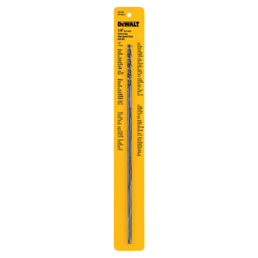 DeWalt DW1606 1/4IN X 12IN AIRCRFT BLK OXIDE DRILL BIT