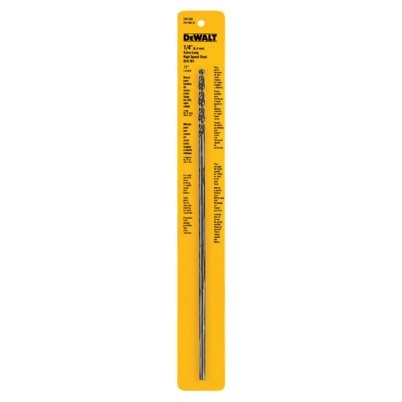 DeWalt DW1606 1/4IN X 12IN AIRCRFT BLK OXIDE DRILL BIT