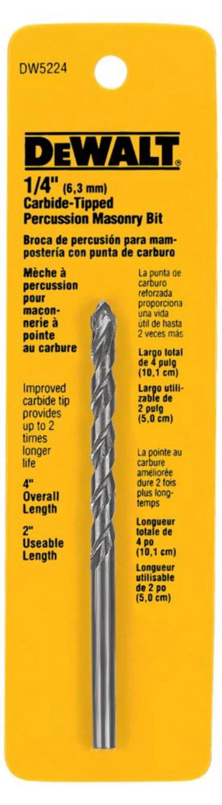 DeWalt DW5224 1/4 x 4 IN DRILL BIT PREMIUM PERCUSSION