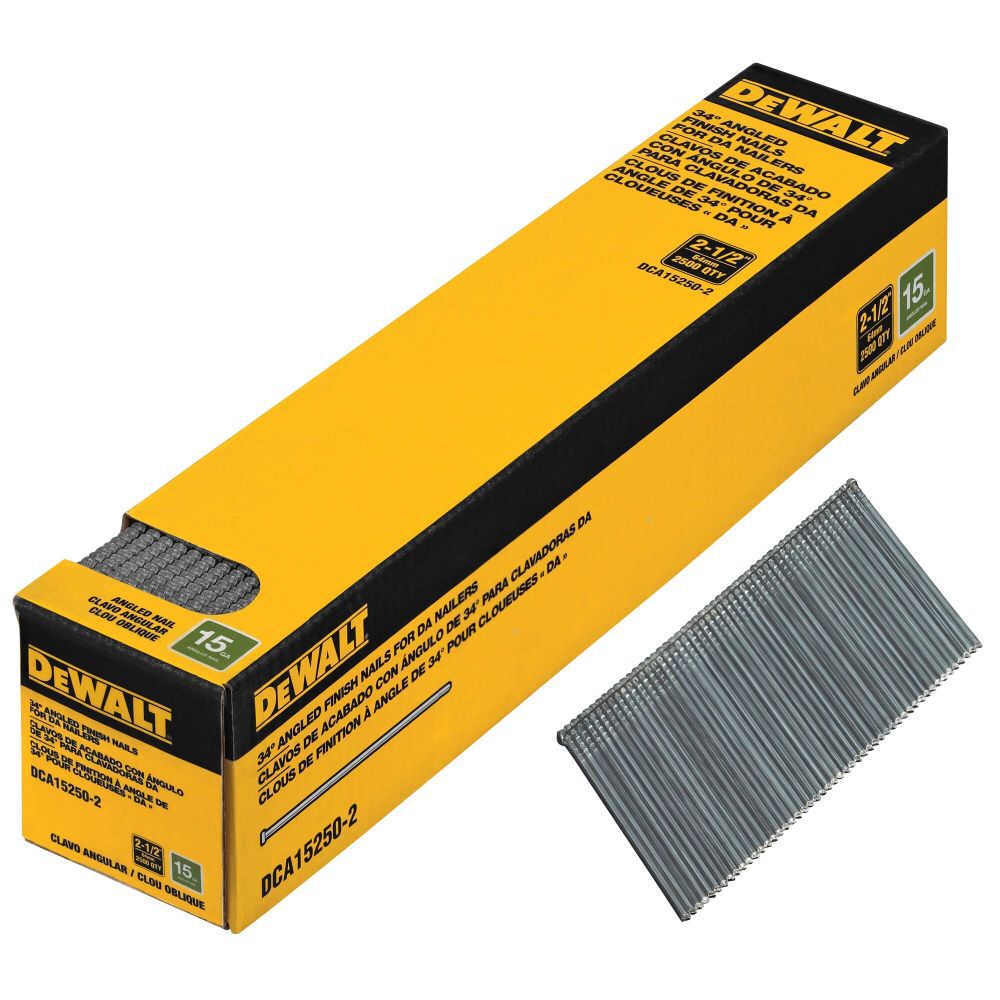 DeWalt DCA15250-2 15GA 2-1/2 IN ANGLED FIN NAIL 2.5K