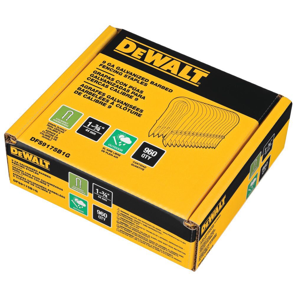 DeWalt DFS9175B1G 1.75IN 9GA GALV BARBED STAPLE 960PK