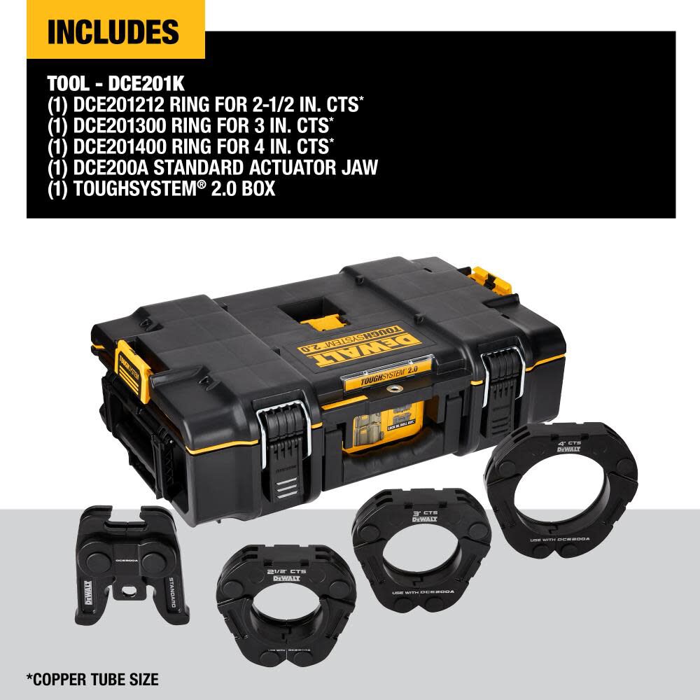 DeWalt DCE201K 2-1/2IN TO 4IN CTS PRESS RINGS & JAW KIT