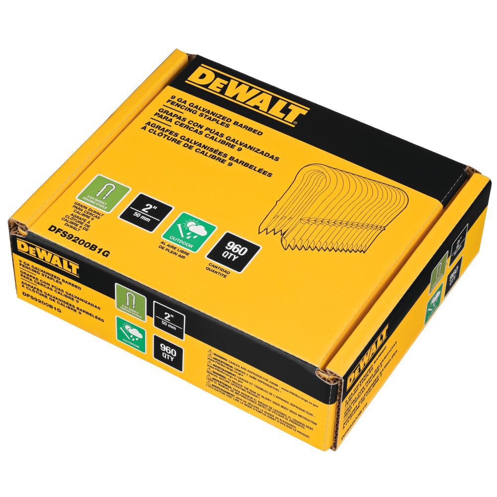 DeWalt DFS9200B1G 2IN 9GA GALV BARBED STAPLE 960 PACK