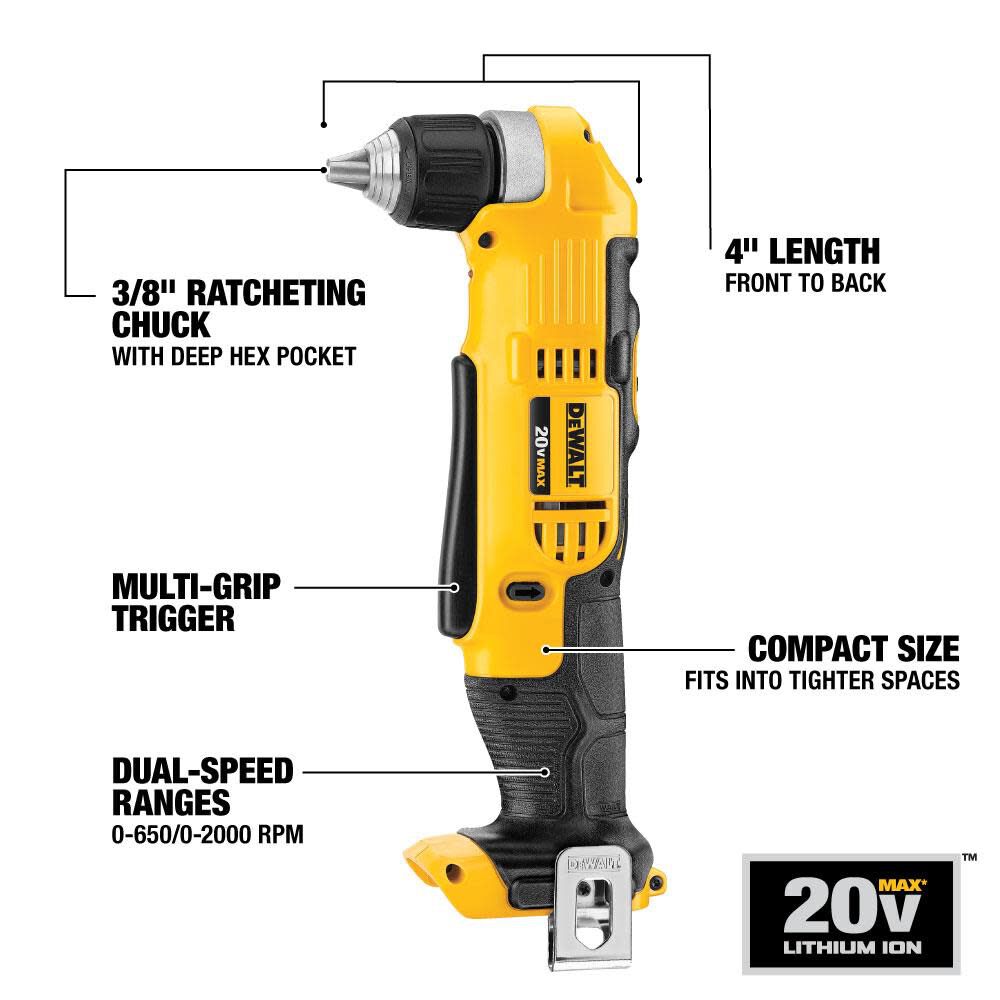 DeWalt DCD740B 20V MAX RT ANGLE DRILL/DRVR (Tool Only)
