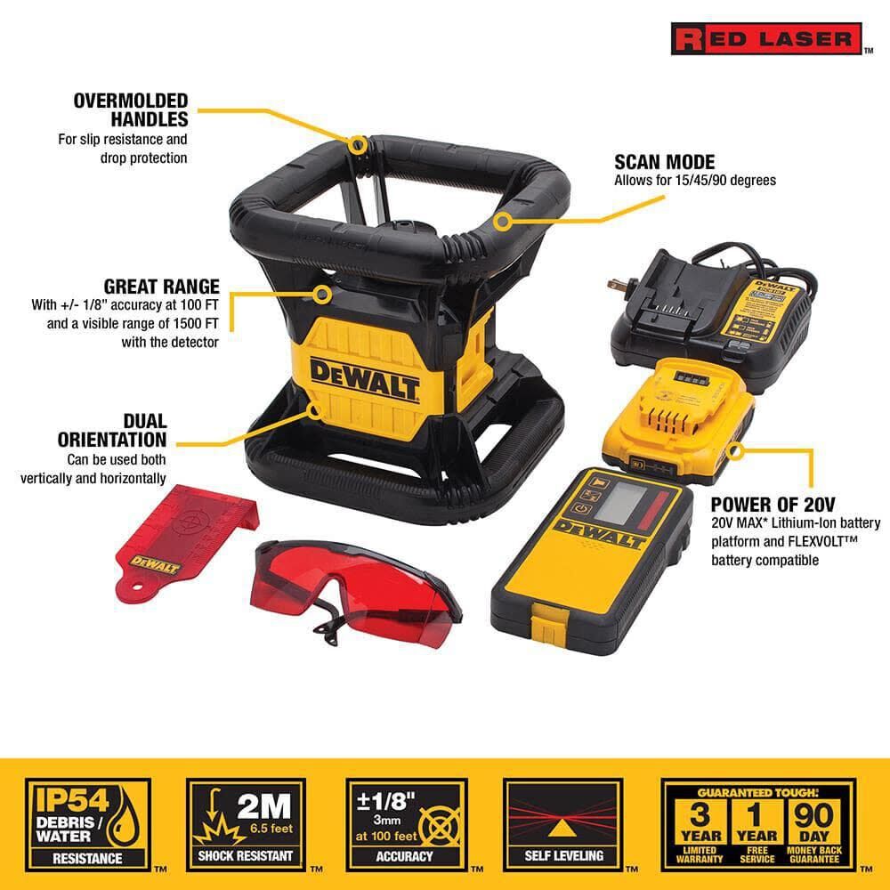 DeWalt DW074LR 20V OPP RED TOUGH ROTARY LASER