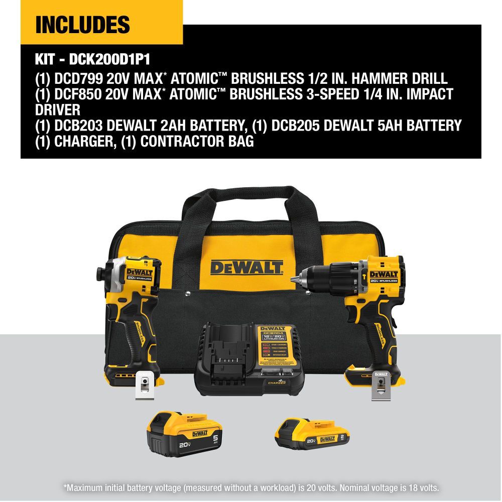 DeWalt DCK200D1P1 20V MAX 2 TOOL COMBO KIT