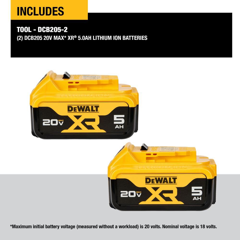 DeWalt DCB205-2 20V MAX XR 5.0AH 2 PACK BATTERIES