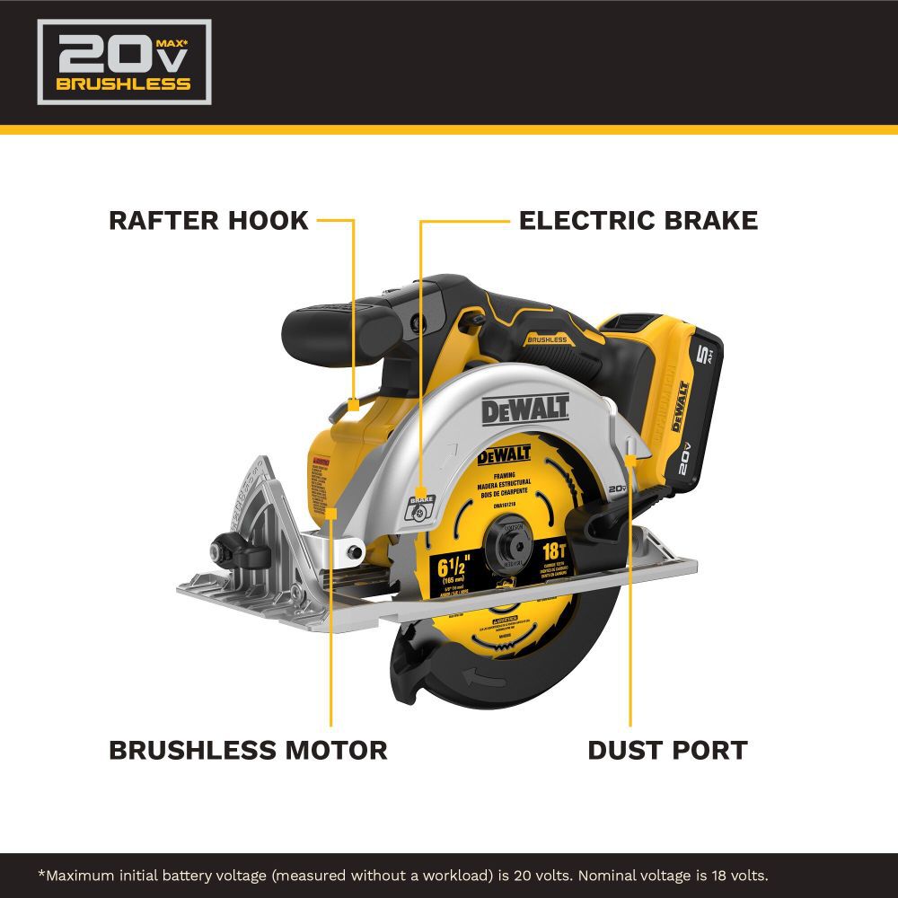 DeWalt DCS565P1 20V MAX BRUSHLESS 6-1/2IN CIRCULAR SAW