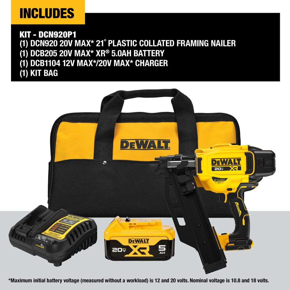 DeWalt DCN920P1 20V 21DEG FRAMING NAILER KIT
