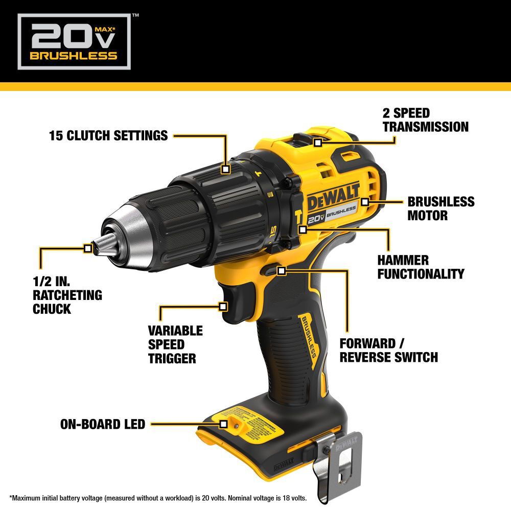 DeWalt DCD798B 20V BRUSHLESS COMPACT HD/DRIVER - BARE