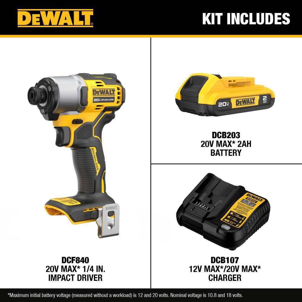DeWalt DCF840D1 20V MAX IMPACT DRIVER KIT