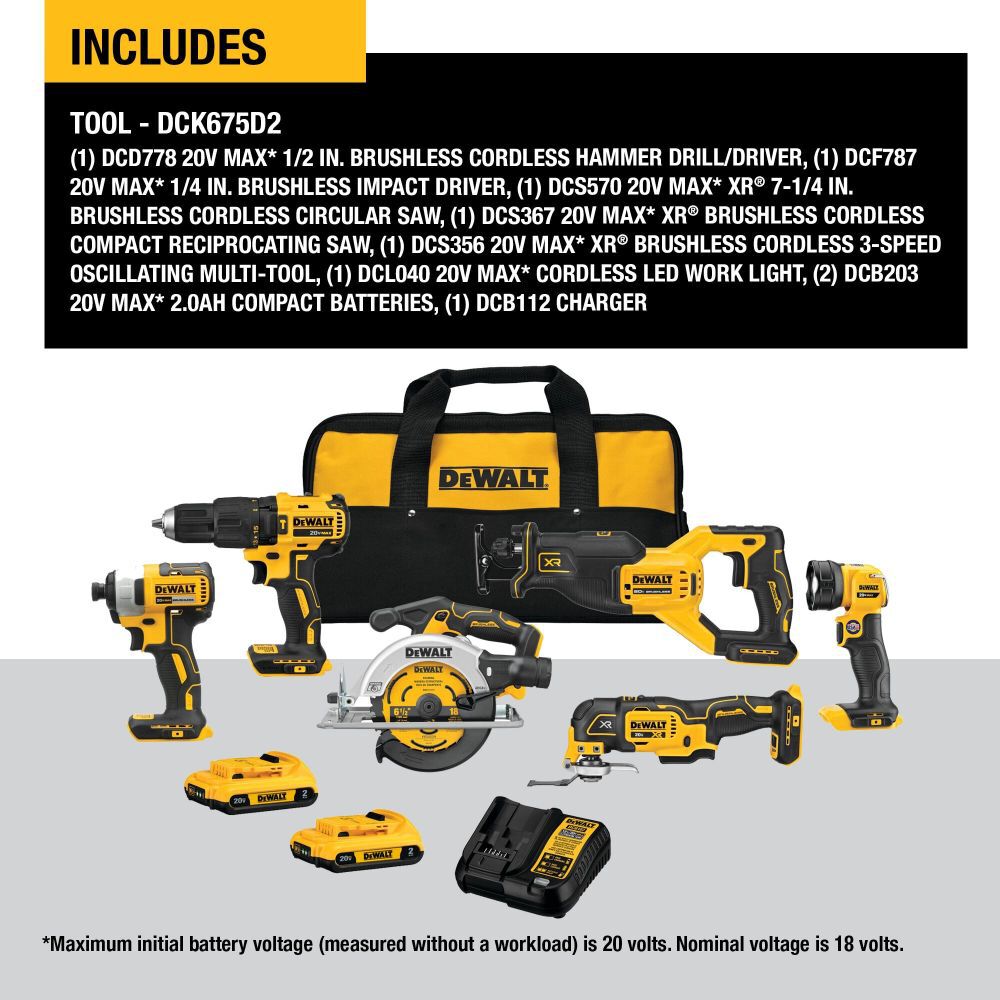 DeWalt DCK675D2 DEWALT 20V MAX BRUSHLESS 6-KIT
