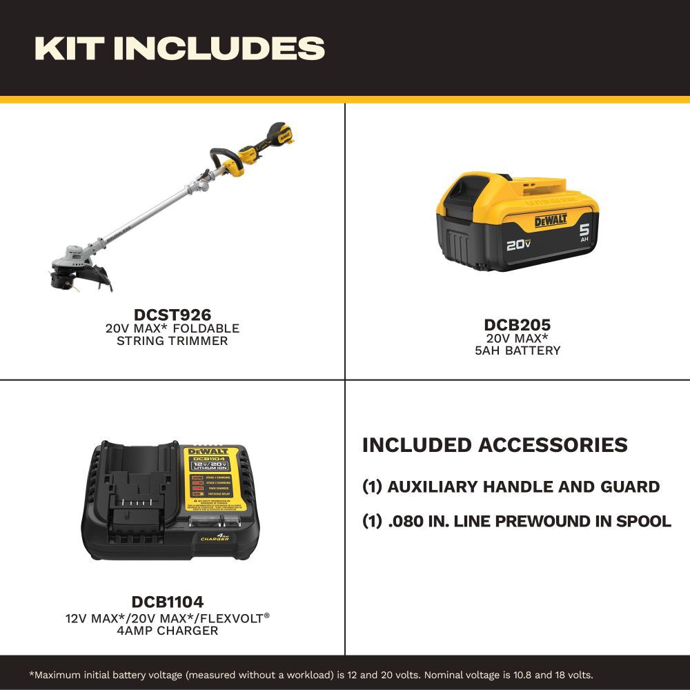 DeWalt DCST926P1 SHELL DW String Trimmer Kitted w/5Ah
