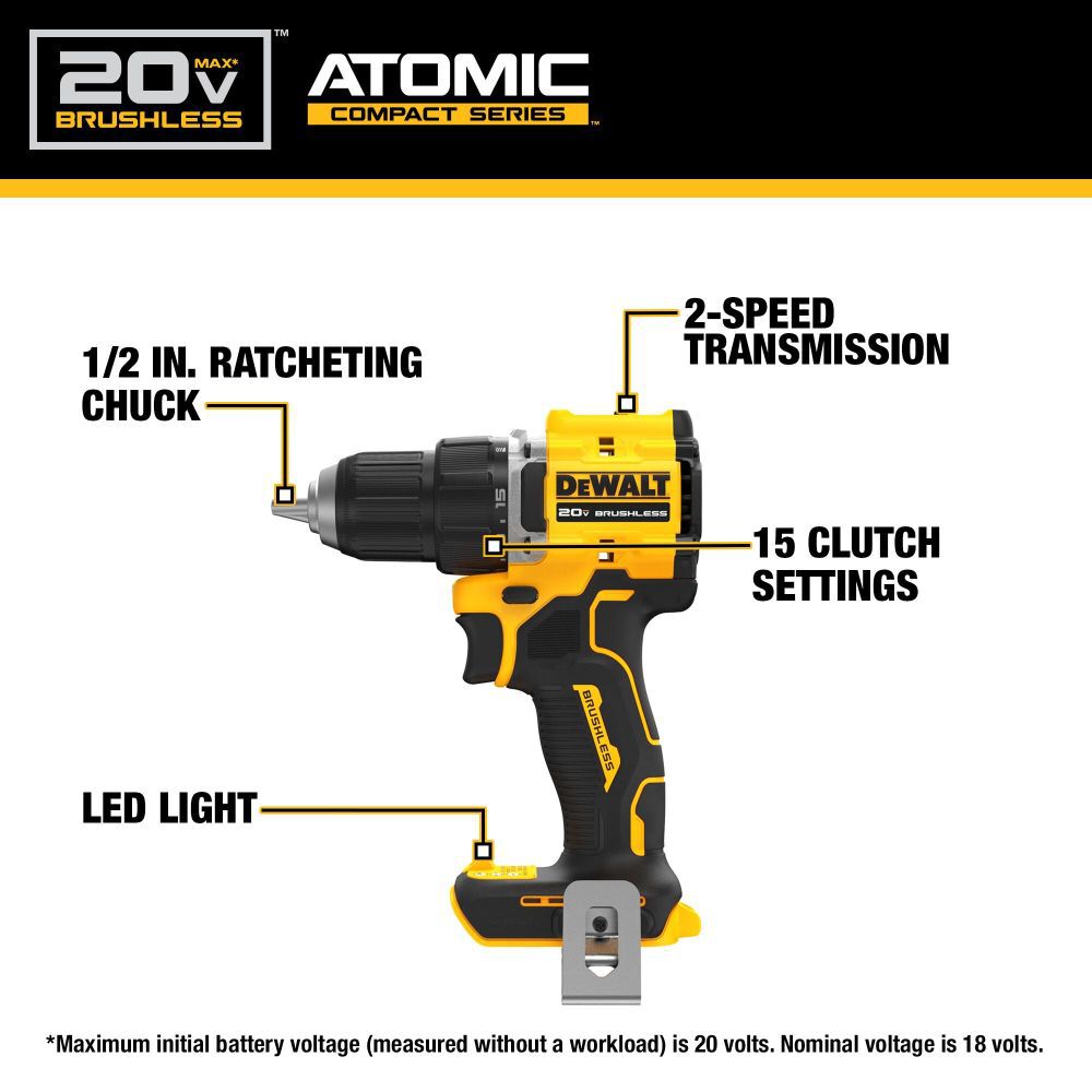 DeWalt DCD794B 20V MAX COMPACT DRILL/DRIVER BARE