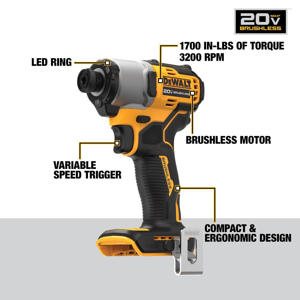 DeWalt DCF840B 20V MAX IMPACT DRIVER BARE