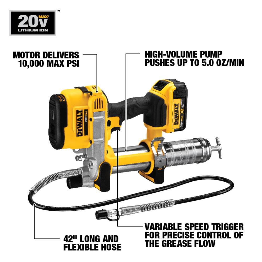 DeWalt DCGG571M1 20V MAX LITHIUM ION GREASE GUN KIT