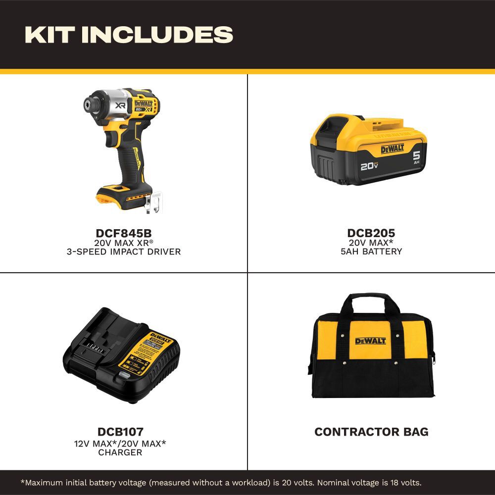 DeWalt DCF845P1 20V MAX XR IMPACT DRIVER KIT