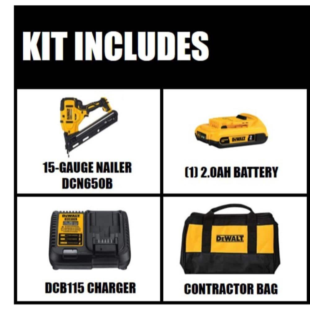 DeWalt DCN650D1 20V MAX 15GA ANGLED FINISH NAILER KIT