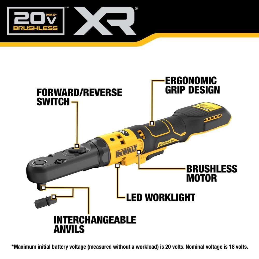 DeWalt DCF510B 20V 3/8IN TO 1/2IN MAX RATCHET BARE