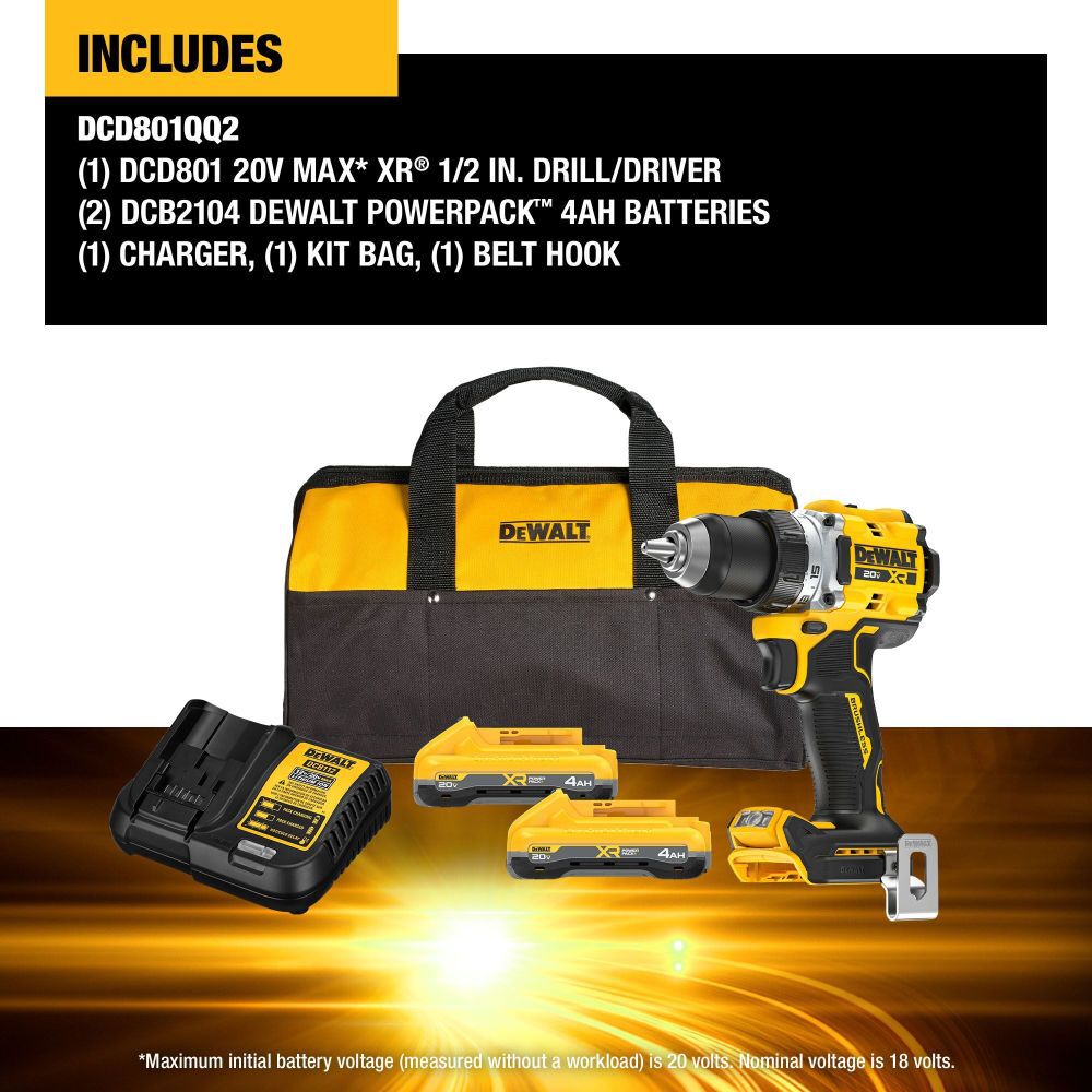 DeWalt DCD801QQ2 20V MAX XR DRILL DRIVER-KIT