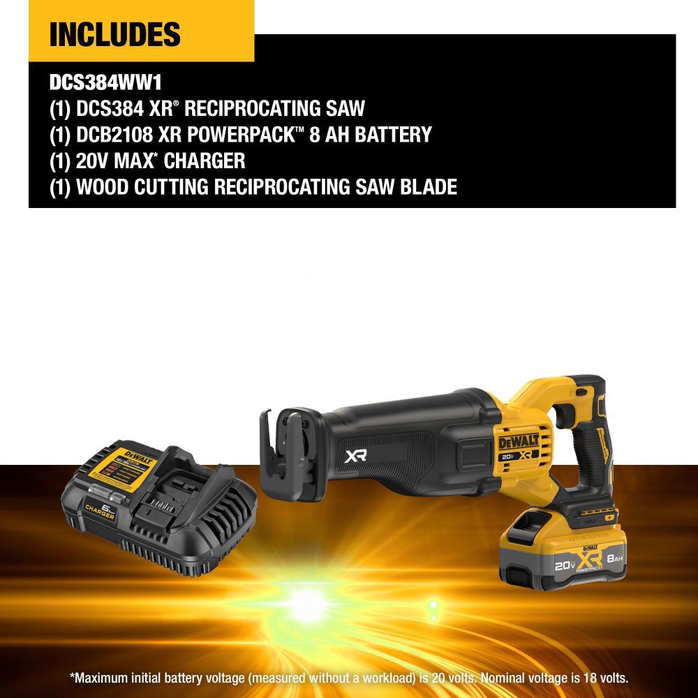 DeWalt DCS384WW1 DW 20V XR RECIP SAW 8.0AH KIT