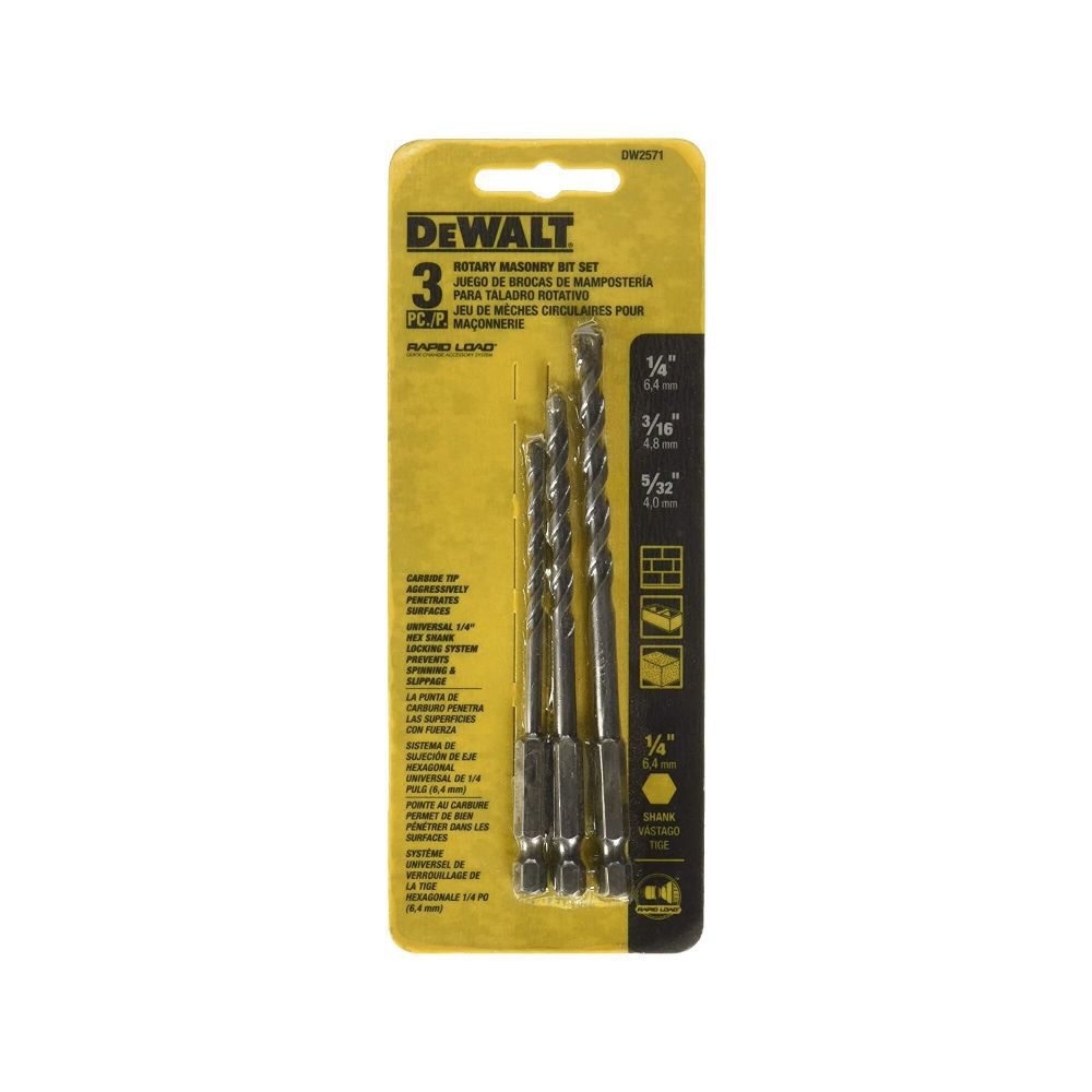 DeWalt DW2571 3 PC MASONRY BIT SET