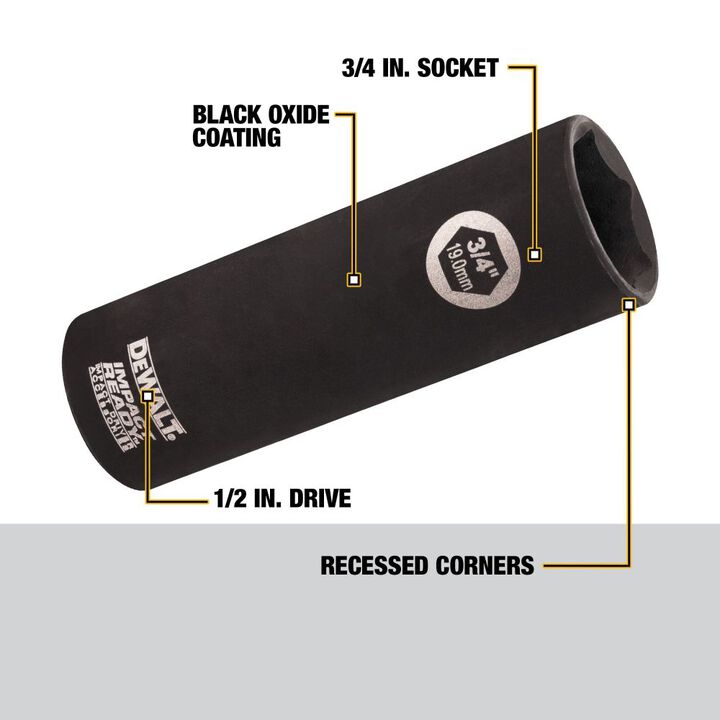 DeWalt DW22902 3/4 DEEP IMPACT READY SOCKET 1/2 DRIVE
