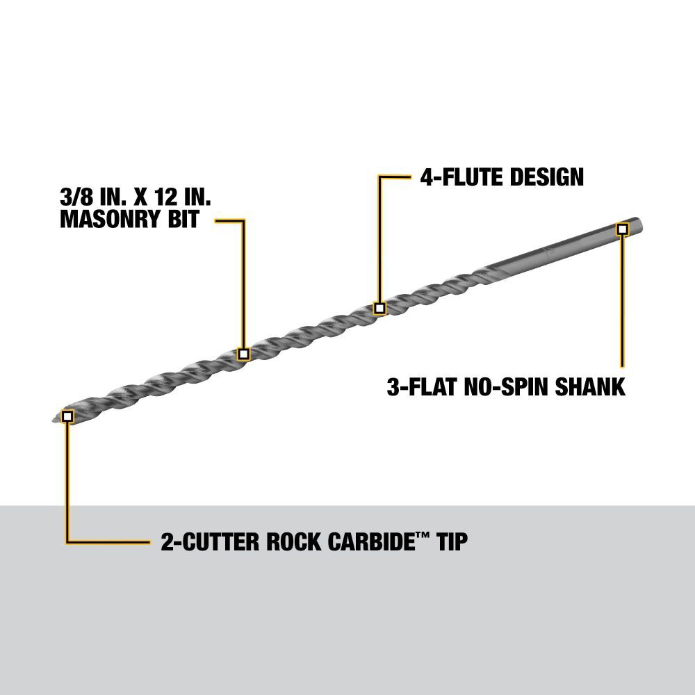 DeWalt DW5231 3/8X12 ROUND SHANK BIT
