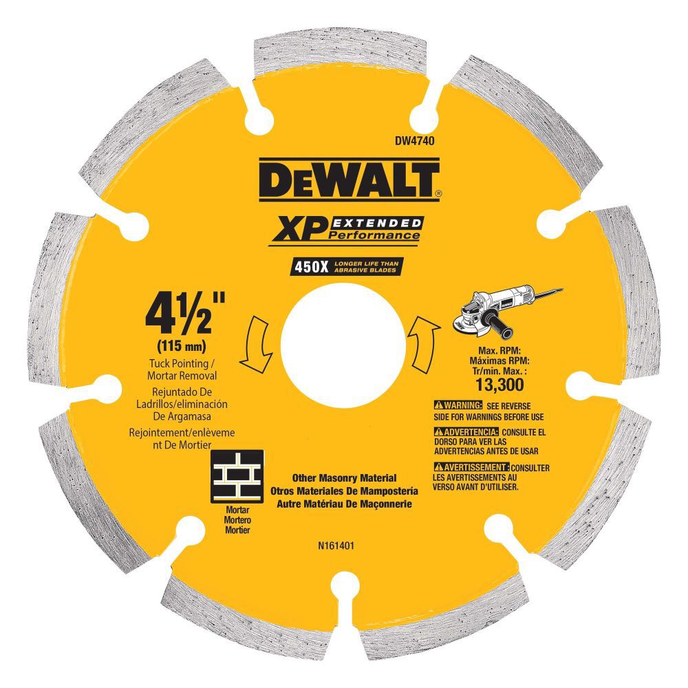 DeWalt DW4740 4-1/2 x .250 Diamond Tuck Point Blade