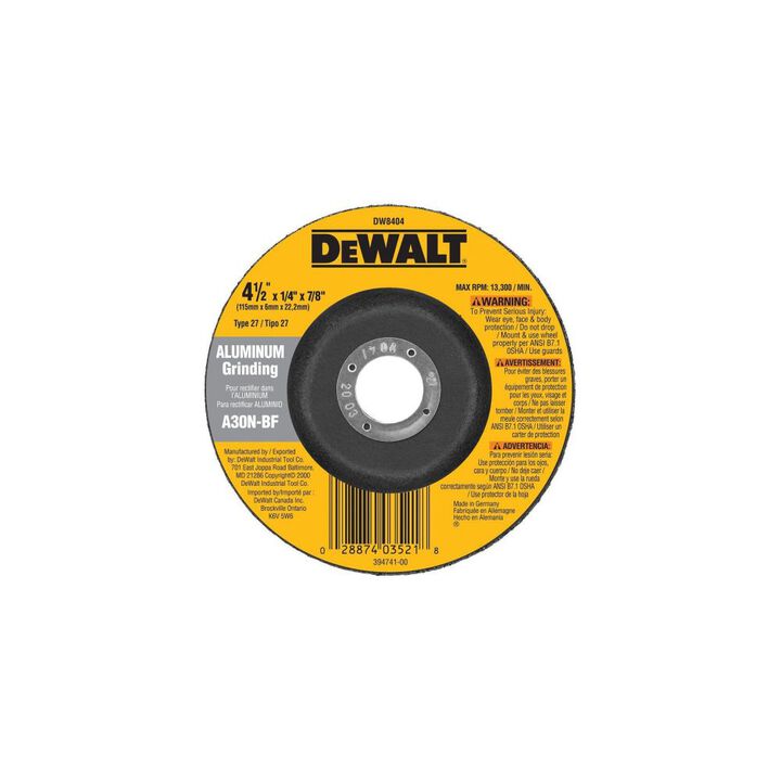 DeWalt DW8405 4-1/2X1/4X5/8-11IN ALUMINUM GRINDING WHL