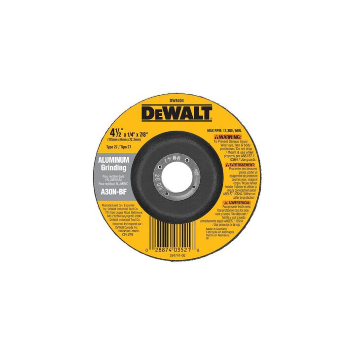 DeWalt DW8405 4-1/2X1/4X5/8-11IN ALUMINUM GRINDING WHL