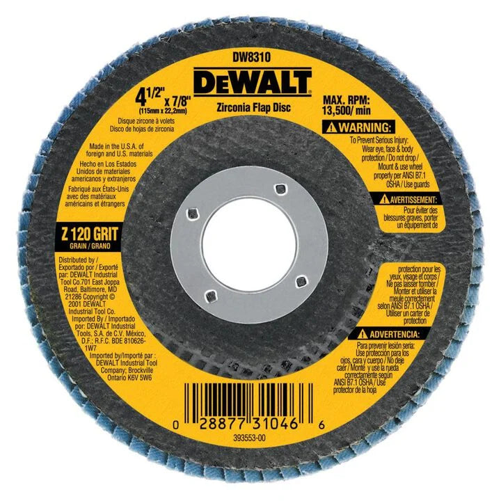 DeWalt DW8310 4-1/2 X 7/8 120G T29 HP FLAP