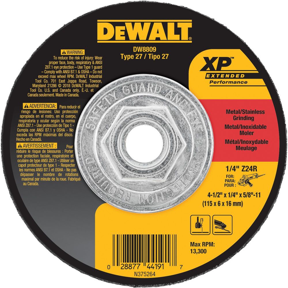 DeWalt DW8809 4-1/2 X 1/4 X 5/8-11 ZIRCONIA ABRA