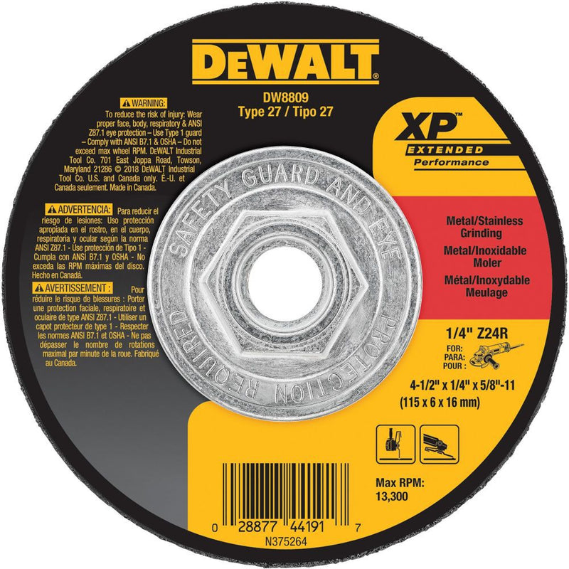 DeWalt DW8809 4-1/2 X 1/4 X 5/8-11 ZIRCONIA ABRA