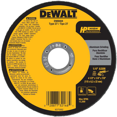 DeWalt DW8404 4-1/2 X 1/4 X7/8IN ALUMINUM GRINDING WHL