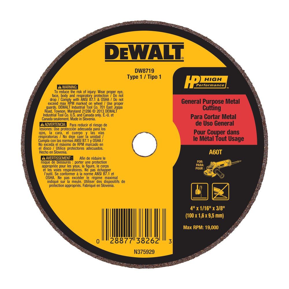 DeWalt DW8719 4 X 1/16 X 3/8 A60T