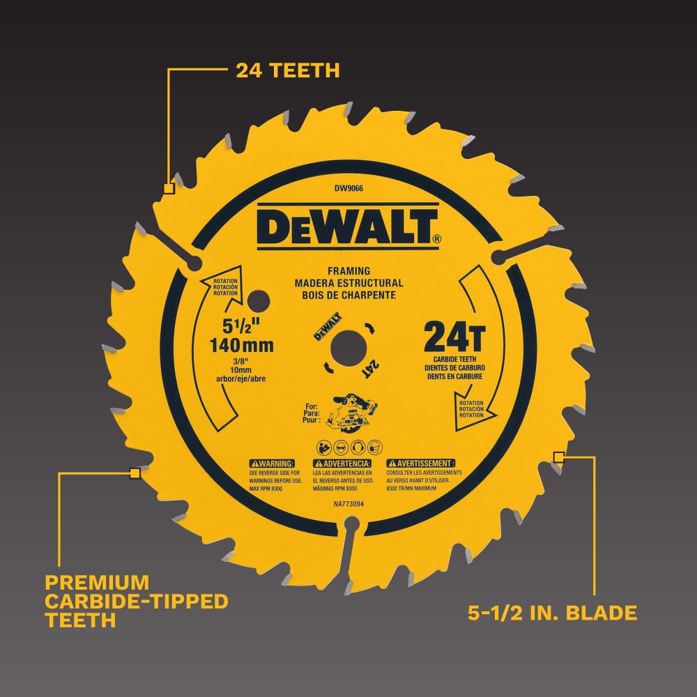 DeWalt DW9066 5-1/2 24T CORDLESS CONSTRUCTION BLADE