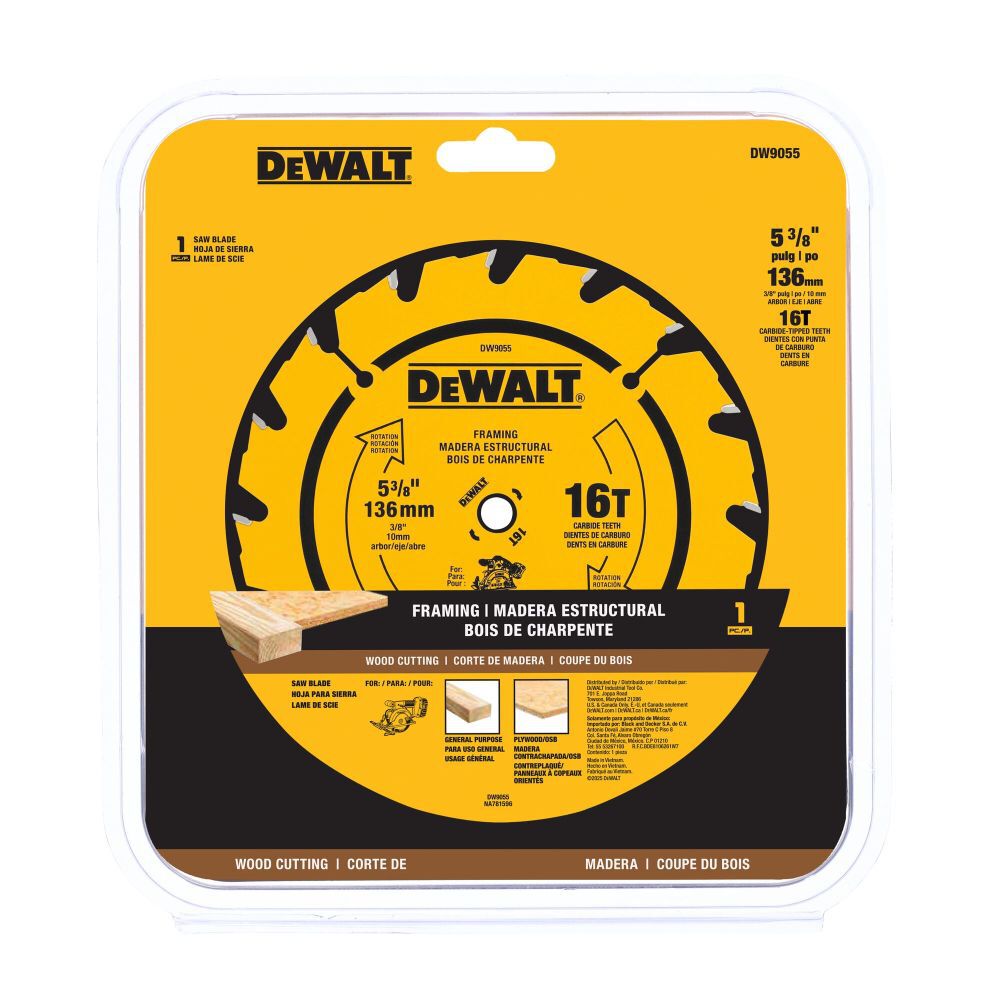 DeWalt DW9055 5-3/8 16T CARBIDE BLADE