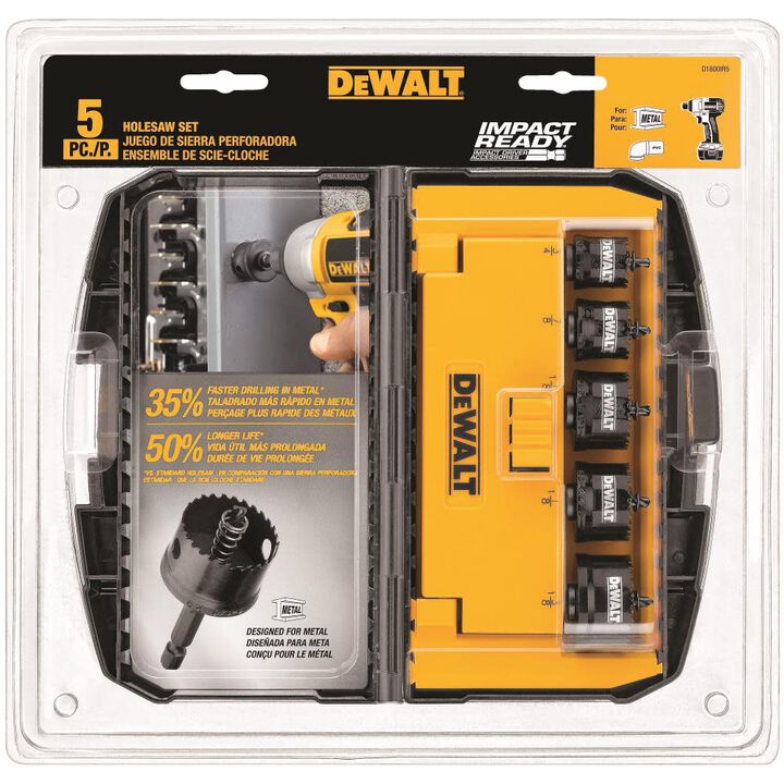 DeWalt D1800IR5 5 PC IMPACT RATED HOLE SAW SET