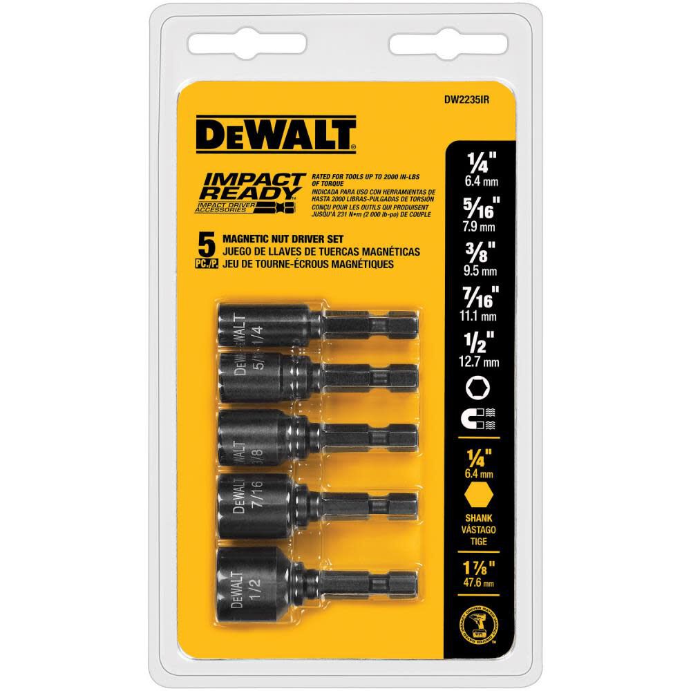 DeWalt DW2235IR 5 PC MAG IMPACT READY NUTSETTER SET