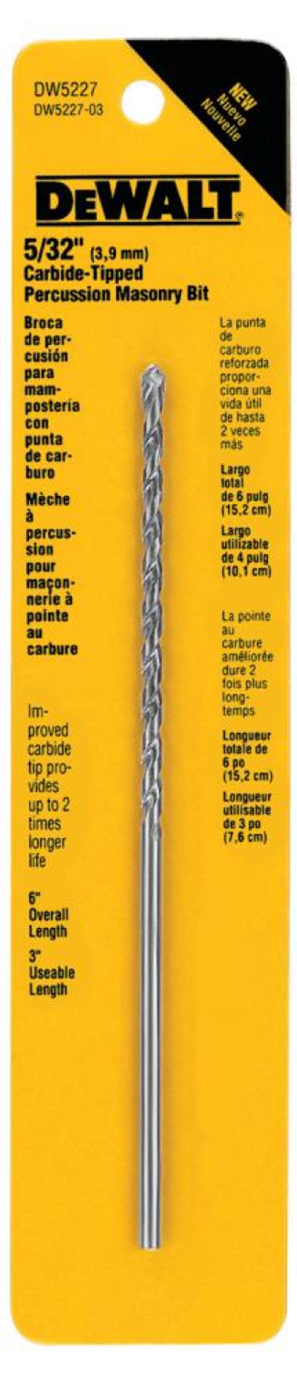 DeWalt DW5227 5/32INX6IN DRILL BIT PREMIUM PERCUSSION