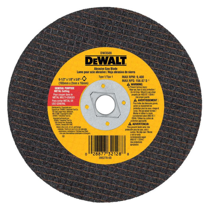 DeWalt DW3508 6-1/2X1/8 METAL ABRASIVE SAW BLD(BLK)