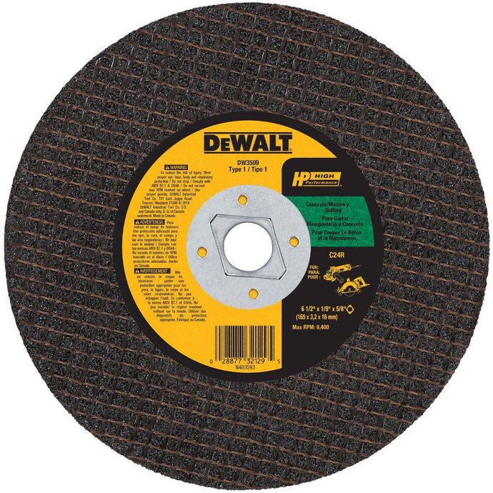DeWalt DW3509 6-1/2X1/8 CONC/MSRY ABRAS SAW BLD(BLK)