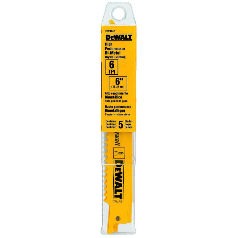 DeWalt DW4851 6IN 6TPI PLST CUT BLD-5PK