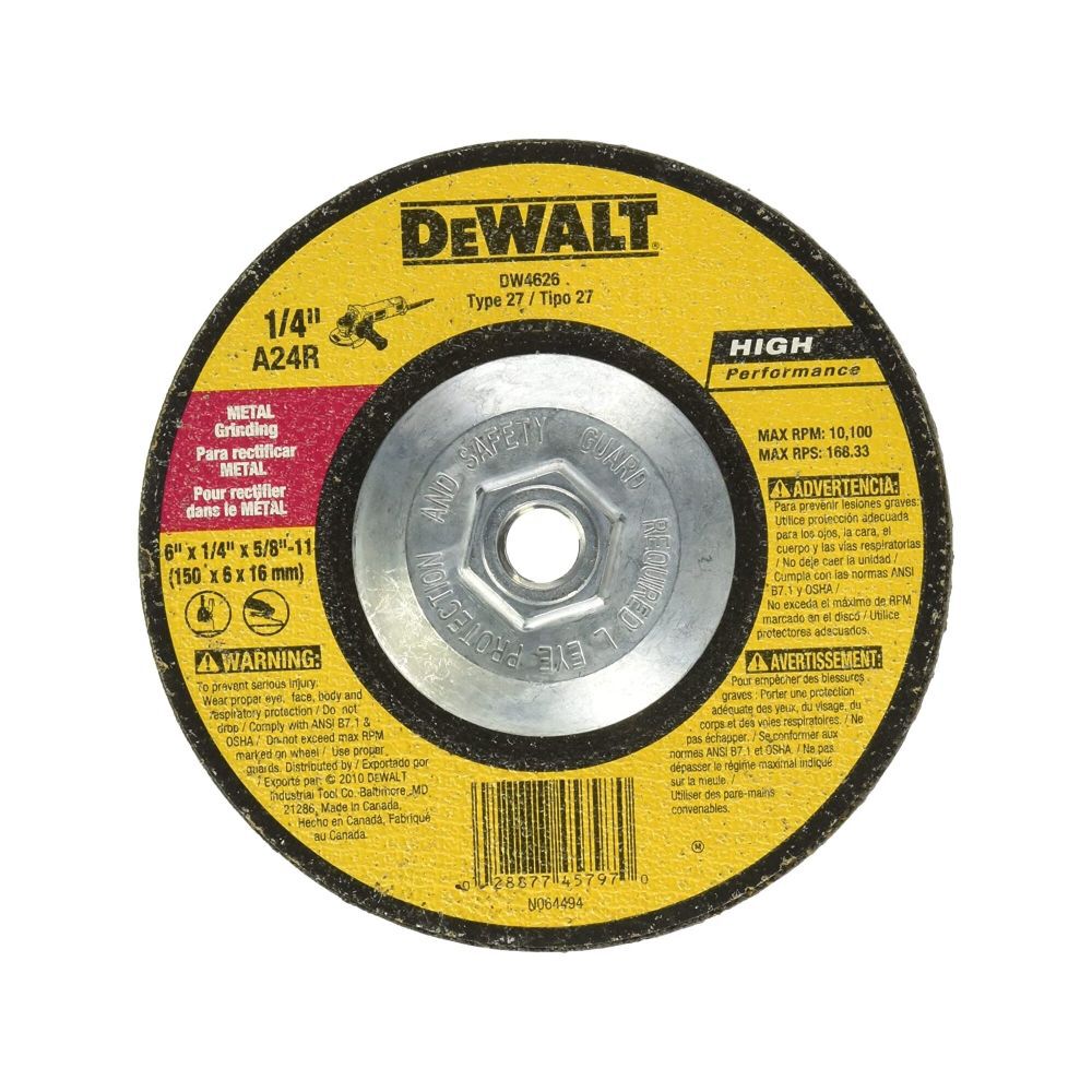 DeWalt DW4626 6 X 1/4 X 5/8-11 IN GP GRINDING WHEEL